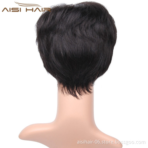 Aisi Hair Top Quality Short Straight Indian Human Hair Wigs Short Pixie Cut Human Hair Wigs For Women